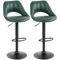 HOMCOM Set of Two Faux Leather Bar Stools - Dark Green(m-11)
