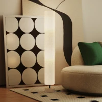 HOMCOM Lampadaire sur pied de salon avec abat-jour en lin, interrupteur à pied, 2 x douille E27, 120 cm, gris(m-8)