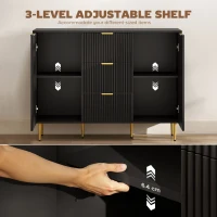 HOMCOM 2-Door Sideboard with 3 Drawers and Adjustable Shelves - Black(m-5)