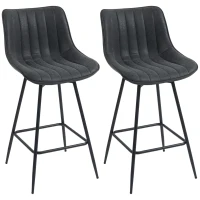 HOMCOM Set of 2 PU Leather Swivel Bar Stools - Black(m-10)