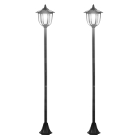 Outsunny Lot de 2 luminaires extérieurs lampadaire sur pied solaire lampadaire lanterne classique LED 60 Lm max. noir