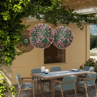 HOMCOM Set of Two Artificial Boxwood Balls Plants - Pink(m-8)