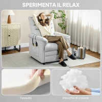 HOMCOM Poltrona Reclinabile con Poggiapiedi, Riscaldamento, 8 Punti Massaggio e 5 Modalità, Tessuto Vellutato, Grigio(m-8)