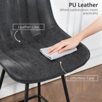 HOMCOM Set of 2 PU Leather Swivel Bar Stools - Black(m-7)