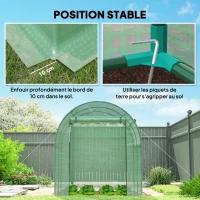 Outsunny Serre tunnel de jardin 3,24m², serre de jardin tunnel porte et fenêtre enroulables, bâche PE, 180 x 180 x 200 cm, verte(m-5)