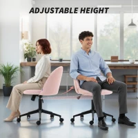 HOMCOM Teddy Fleece Office Chair with Wheels - Light Pink(m-6)