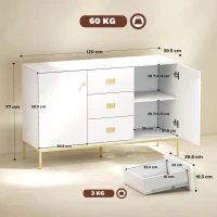HOMCOM Modern White and Gold Sideboard(m-3)