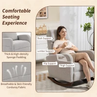 HOMCOM Corduroy Rocking Armchair - Grey(m-5)