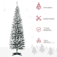 HOMCOM Sztuczna Choinka, 210 cm, z Ośnieżonymi Gałęziami PVC, Składana, z Metalową Podstawą, Zielony/Biały(m-4)