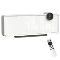 HOMCOM Chauffage mural en céramique 1000/2000W, radiateur électrique, ventilateur, thermostat, minuterie, 54x18,7x12,3cm, blanc