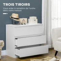 HOMCOM Commode 3 tiroirs, Meuble de rangement épuré pour chambre, intérieur, 80l x 39P x 73H cm(m-5)