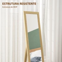 HOMCOM Espelho de Pé 157x37 cm Espelho de Corpo Inteiro com Suporte 3 Formas de Uso Independente Montagem na Parede e Apoiado Carvalho(m-8)