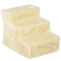 PawHut Three-Step Dog Stairs, with Washable Plush Cover, for High Bed Sofa, Dog Stairs for Small Dog and Cat - Beige