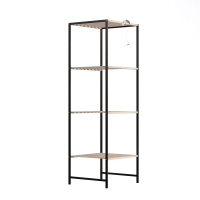 HOMCOM Estantería de pie estantería de baño de bambú y acero, con 4 baldas, estantería de 4 niveles, 36,5 x 33 x 110 cm, Natural