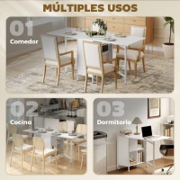 HOMCOM Mesa Plegable de Comedor con Alas Abatibles 4 Compartimentos 3 Formas para Cocina Salón 169x60x75 cm Blanco(m-5)