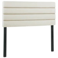 HOMCOM Cabecero de Cama 140 cm Tapizado en Lino Altura Ajustable de 3 Niveles 106/116/126 cm Montado a la Pared Beige(m-6)