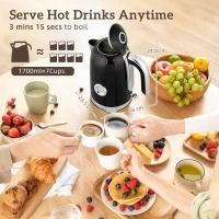 HOMCOM Retro 3000W Kettle and Toaster Set - Black(m-4)