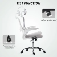 HOMCOM Mesh Back Office Chair, with Lumbar Support - Grey(m-8)