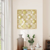 HOMCOM Decorazione da Parete in Metallo Fasi Lunari Multidirezionale con 16 Dischi Dorato(m-2)