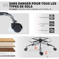 HOMCOM Draughtsman Chair, with Adjustable Lumbar - Black(m-8)