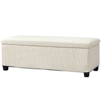 HOMCOM Banc de rangement bout de lit en velours côtelé avec couvercle, pour salon, chambre, entrée, 112 x 42 x 40 cm, beige(m-1)