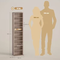 HOMCOM 260 Narrow CD Storage Unit - Natural Wood Finish(m-3)