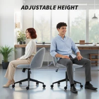 HOMCOM Teddy Fleece Office Chair with Wheels - Grey(m-6)