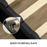 HOMCOM Double Ottoman Bed Frame, with Front Drawer - Black(m-7)