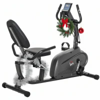 HOMCOM Recumbent Exercise Bike Recovery Exerciser, 8-Level Magnetic Resistance Stationary Bike with Pad Holder, LCD Monitor, for Indoor Cardio Workout, Black(m-10)