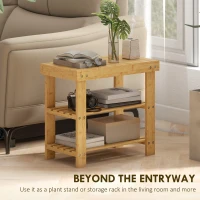 HOMCOM Two Shelf Bamboo Shoe Storage Bench - Natural Finish(m-6)