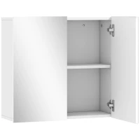HOMCOM Double-Door Bathroom Mirror Cabinet - White(m-1)