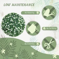 HOMCOM Set of Two Artificial Boxwood Balls Plants - White(m-6)