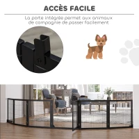 PawHut Barrière de sécurité pour chien barrière pliable à 6 panneaux avec pieds amovibles 432 x 36 x 70 cm noir(m-8)