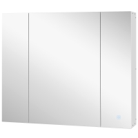 kleankin Armario de Baño con Espejo Luces LED Estantes Ajustables y USB Estilo Moderno 90x15x75 cm Blanco