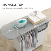 HOMCOM Rolling Ironing Board Cabinet, Foldable Ironing Station with Storage, Wheels for Home, Laundry Room, White(m-4)