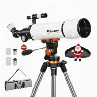 Outsunny Astronomy Telescope for Adults and Beginners with 80 mm Aperture, Carry Bag, White(m-10)