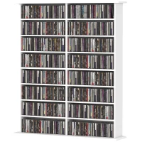 HOMCOM Mobile Libreria porta CD a 16 Ripiani dal Design Moderno in Legno, 106.5x24x126.3 cm, Bianco(m-10)