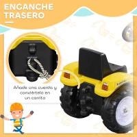 HOMCOM Tractor a Pedales para Niños a partir de 3 Años Excavadora con Pala Delantera Carga 35 kg 114x41x52 cm Amarillo(m-7)