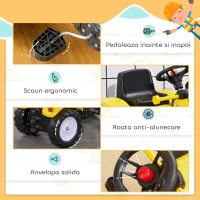 Homcom Excavator Copii 3 Ani – Cu Pedale, Cupa & Volan Functional(m-5)