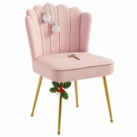 HOMCOM Velvet-Feel Shell Accent Chair - Pink(m-10)