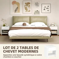 HOMCOM Lot de 2 tables de chevet, table d'appoint moderne avec compartiment ouvert et tiroir, 40 x 35 x 45 cm, blanc(m-4)