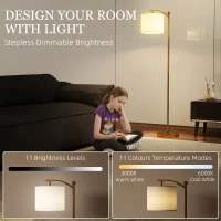 HOMCOM LED Floor Lamp with Remote Control - Gold Tone(m-4)