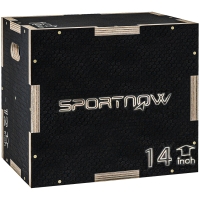 SPORTNOW Cajón de Salto Pliométrico de Madera con Mangos Huecos Carga 120 kg para Casa Oficina Gimnasia 40,5x35,5x30,5 cm Negro