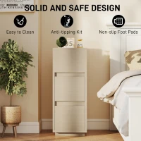 HOMCOM Slim Bedside Table, Narrow Bedside Cabinet with Open Shelf and 2 Drawers for Bedroom, Living Room, Natural Wood Finish(m-7)