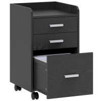 HOMCOM 3 Drawer Filing Cabinet, Rolling File Cabinet with Edged Top for Letter, A4 Size, Hanging File Folders, Black(m-1)