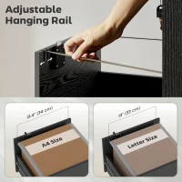 HOMCOM Three Drawer Wood-Effect Filing Cabinet - Black(m-5)