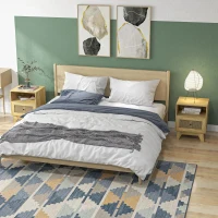 HOMCOM Lot de 2 tables de chevet  table de nuit avec tiroir porte cannage et niche vintage 45 x 39 x 56,5 cm(m-10)