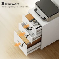HOMCOM Three Drawer Wood-Effect Filing Cabinet - White(m-4)