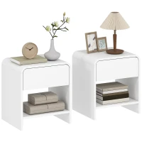 HOMCOM Lot de 2 tables de chevet, table d'appoint moderne avec compartiment ouvert et tiroir, 40 x 35 x 45 cm, blanc(m-11)