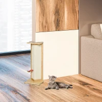PawHut Griffoir à chat grattoir chat griffoir d'angle en sisal arbre de grattoir avec jouet pour chats griffoir chat angle canapé mur cadre en pin solide 25 x 23 x 62 cm bois naturel(m-10)